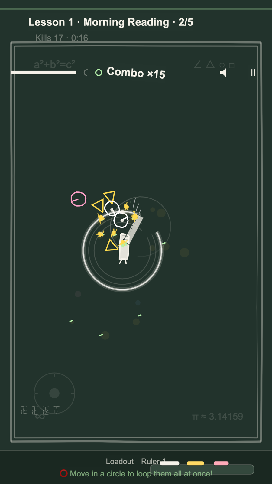 Chalk Hero: drawing a loop around the enemies to wipe them out